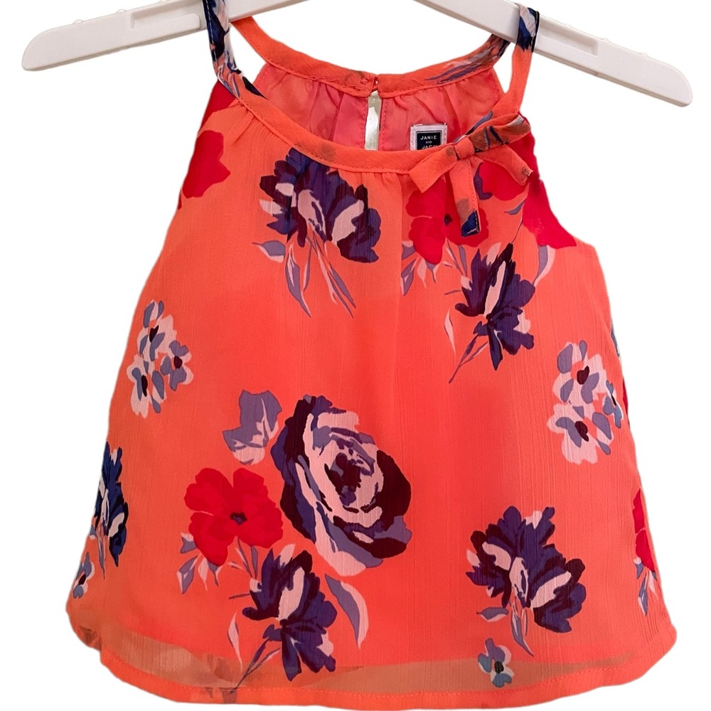 Janie and Jack Coral Floral Tank, sz 6-12 months.